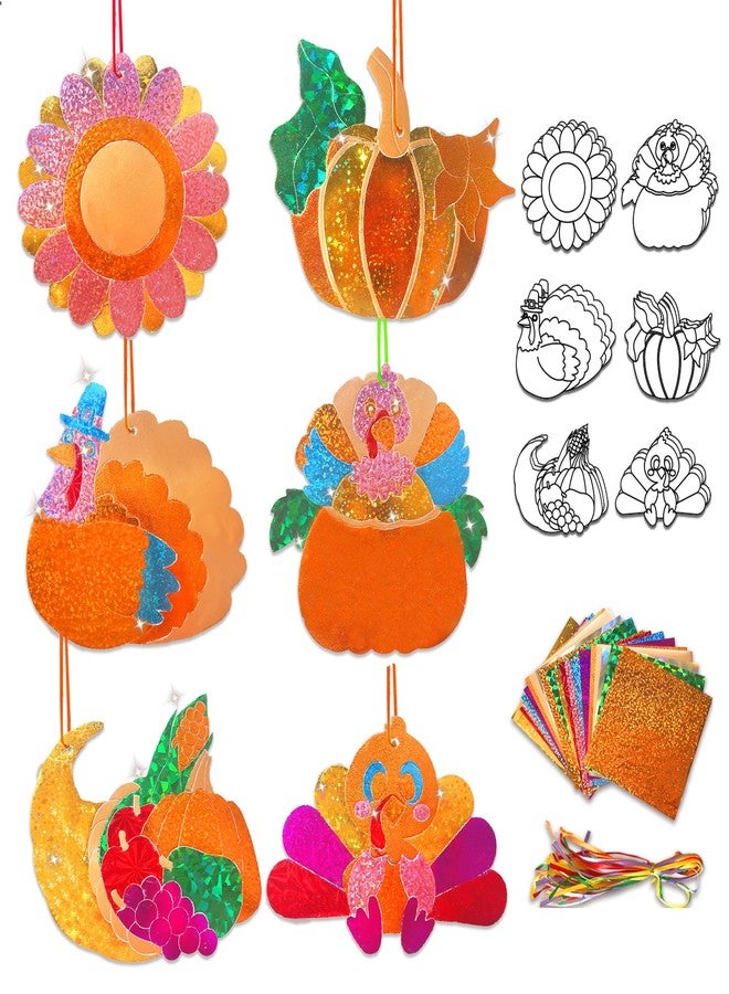 ام ال او ال ام مجموعة MLOLM المكونة من 24 قطعة من ورق القصدير لتزيين عيد الشكر، مثالية للأعمال الفنية والحرفية الخريفية، مع رسومات الديك الرومي واليقطين وعباد الشمس. مشروع فني إبداعي سهل التنفيذ، مناسب لفصل الخريف وعيد الشكر. - Image 1